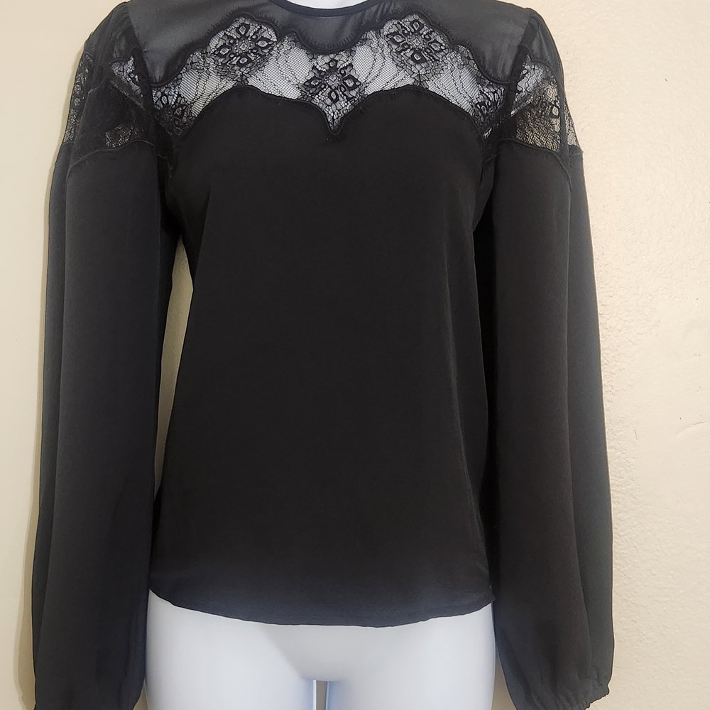 Express Black Sheer Lace Blouse